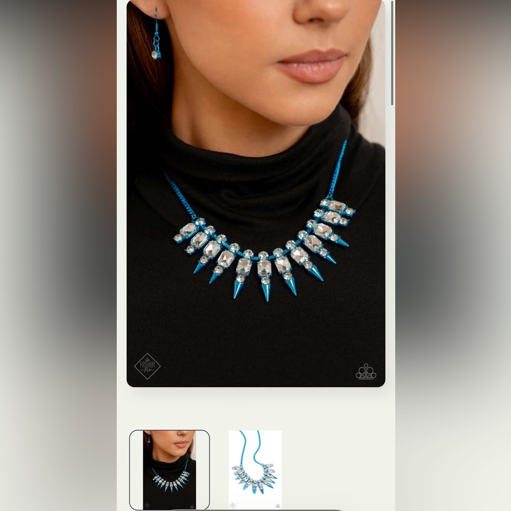 🔷💎🔷 “PUNK PASSION” BLUE NECKLACE WITH FREE EARRINGS ~ PAPARAZZI❗️🔷💎🔷 - Picture 4 of 4